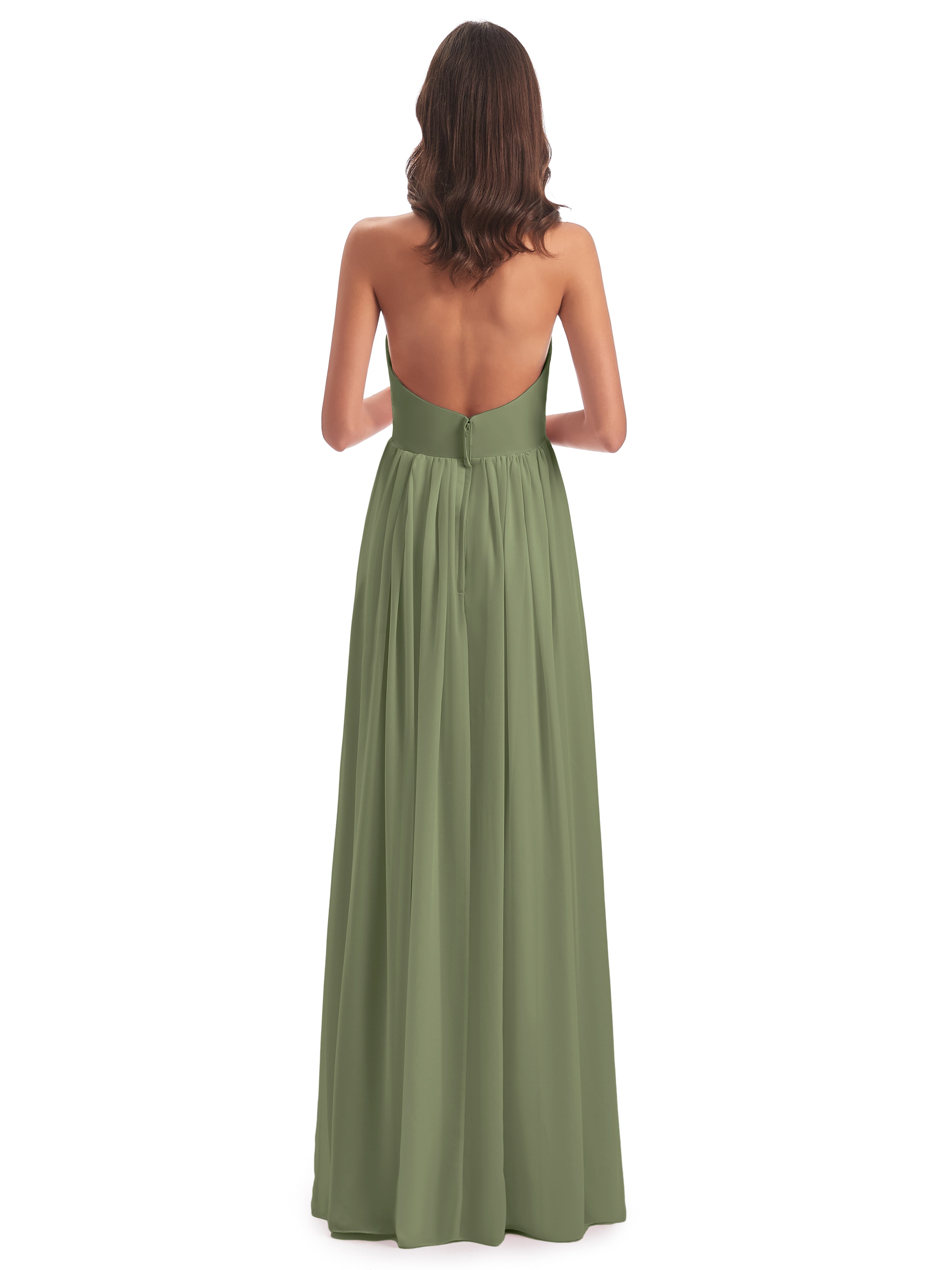 Camila A-line Halter Pleating Long Bridesmaid Dresses