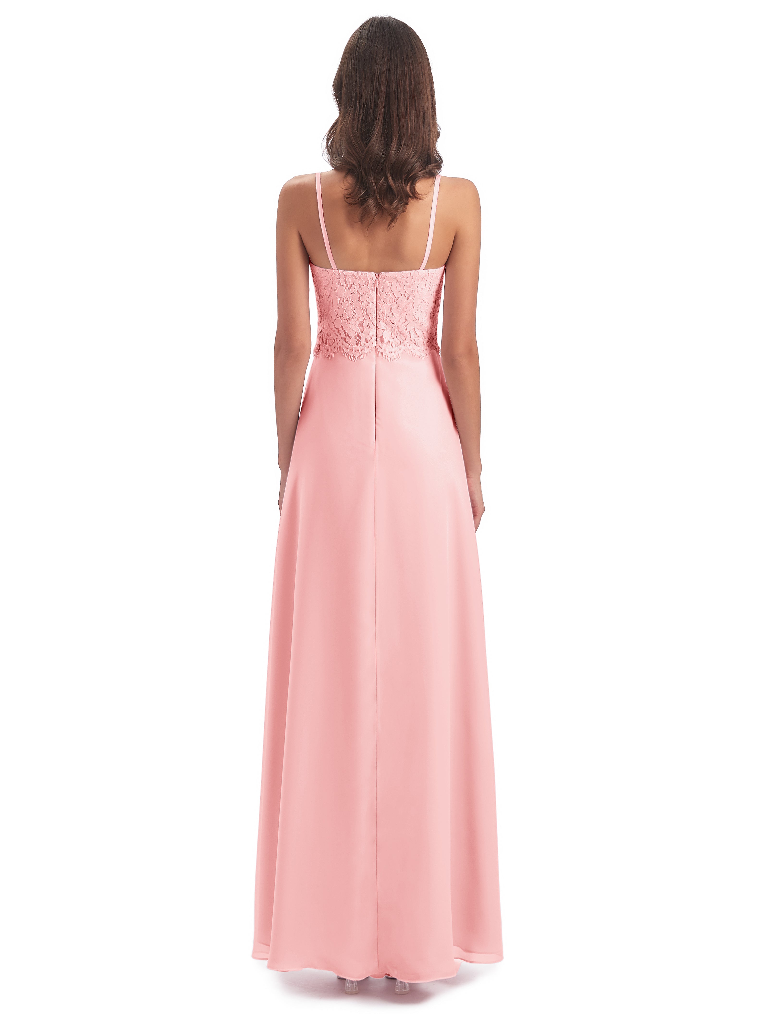 Grace Column Spaghetti Straps Lace Bridesmaid Dresses