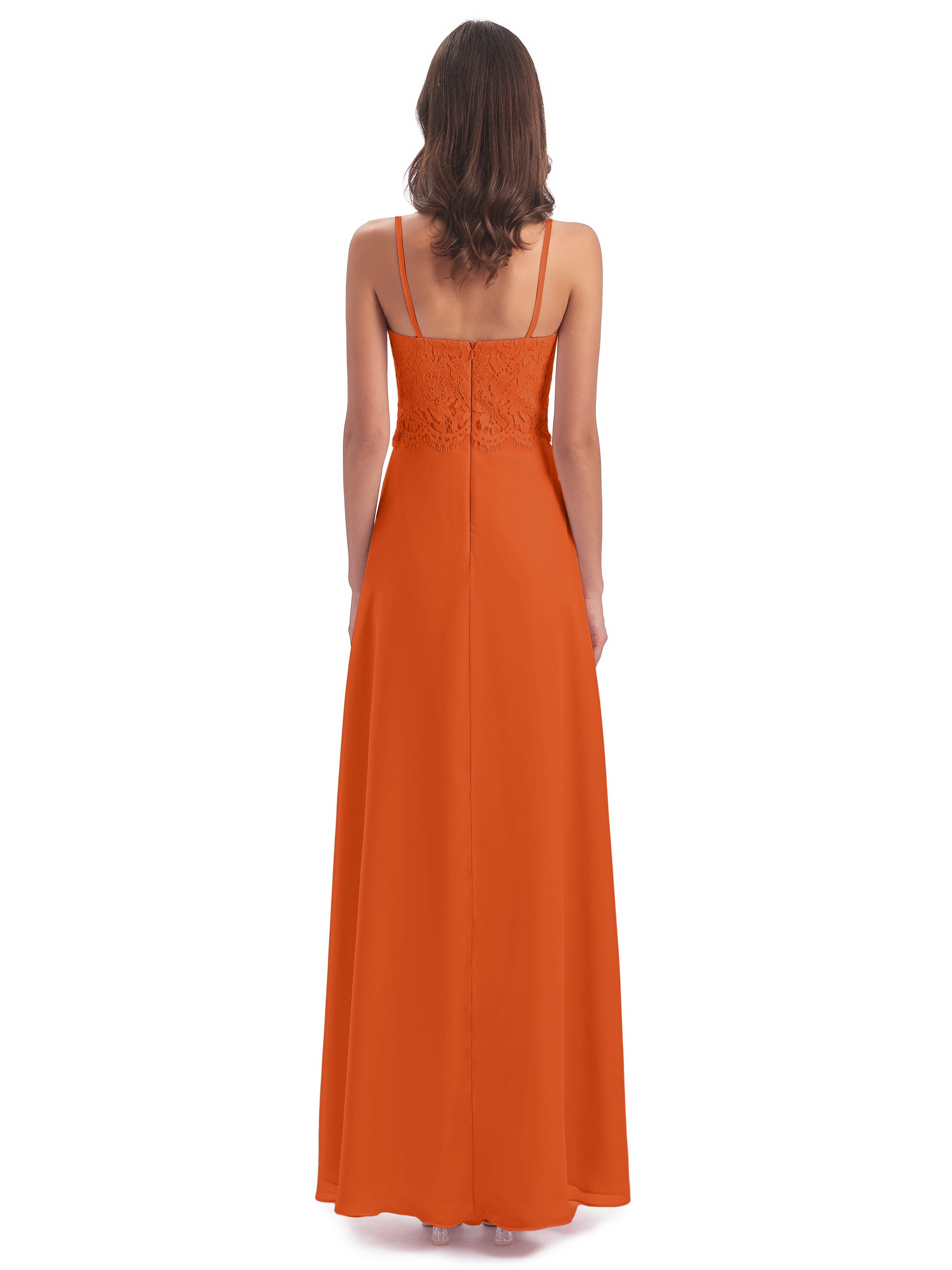 Grace Column Spaghetti Straps Lace Bridesmaid Dresses