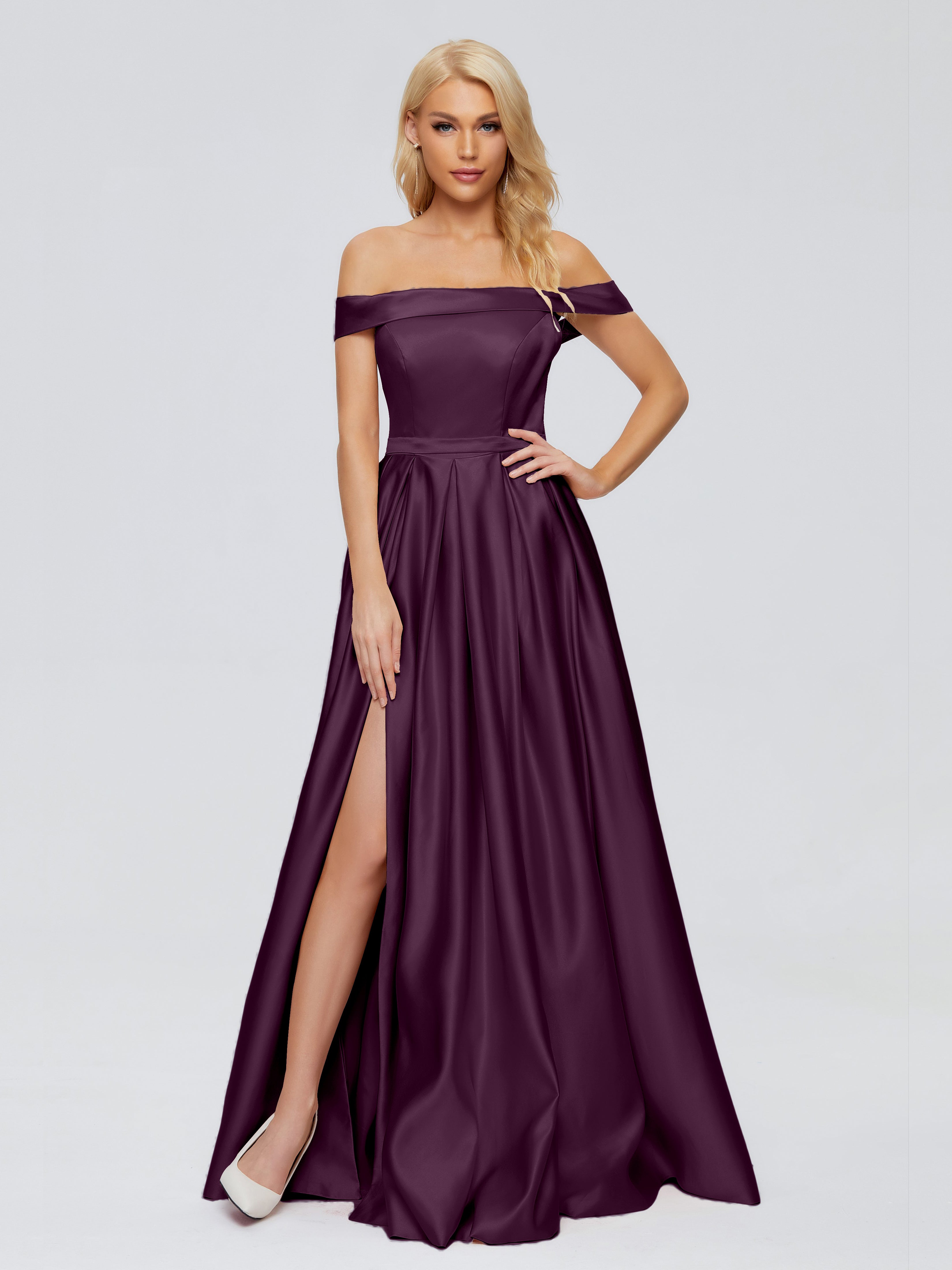 Annabelle Off the Shoulder Satin Bridesmaid Dresses