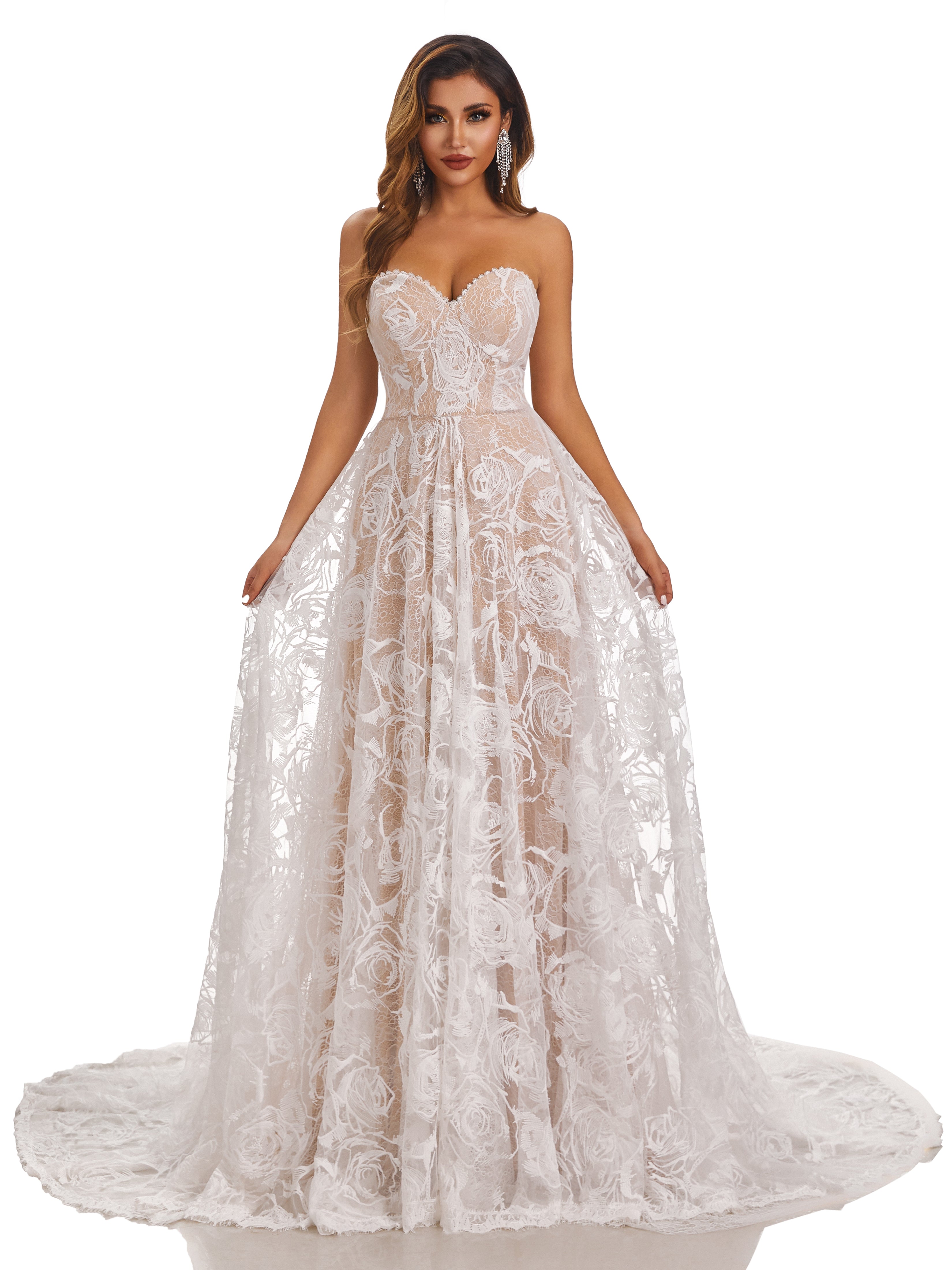 Cicinia Floral Lace Sweetheart Wedding Dress Cicinia Floral Lace Sweetheart Wedding Dress