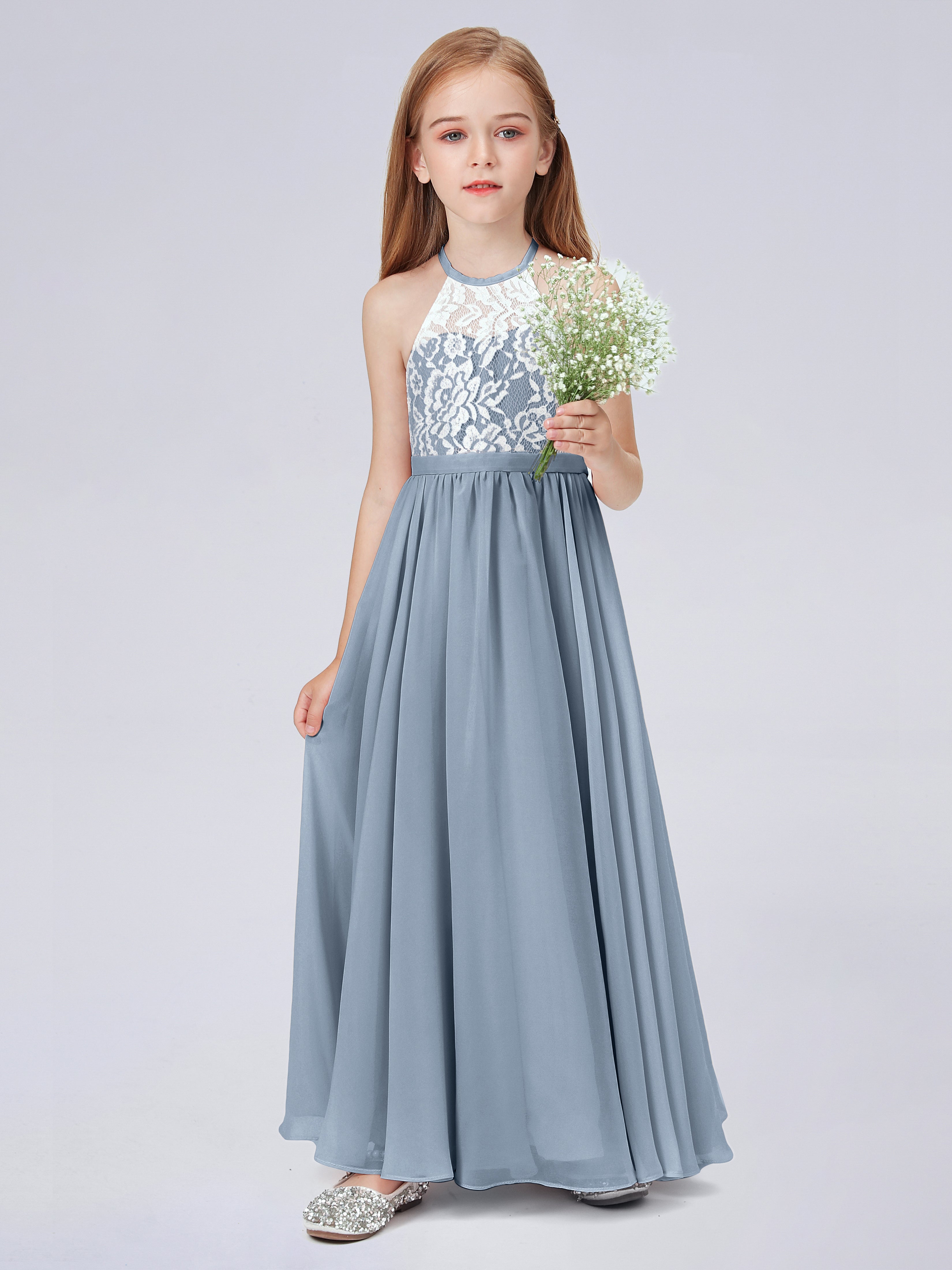 Cicinia Lace Junior Bridesmaid Dress, Dusty_Blue Cicinia Lace Junior Bridesmaid Dress, Dusty_Blue