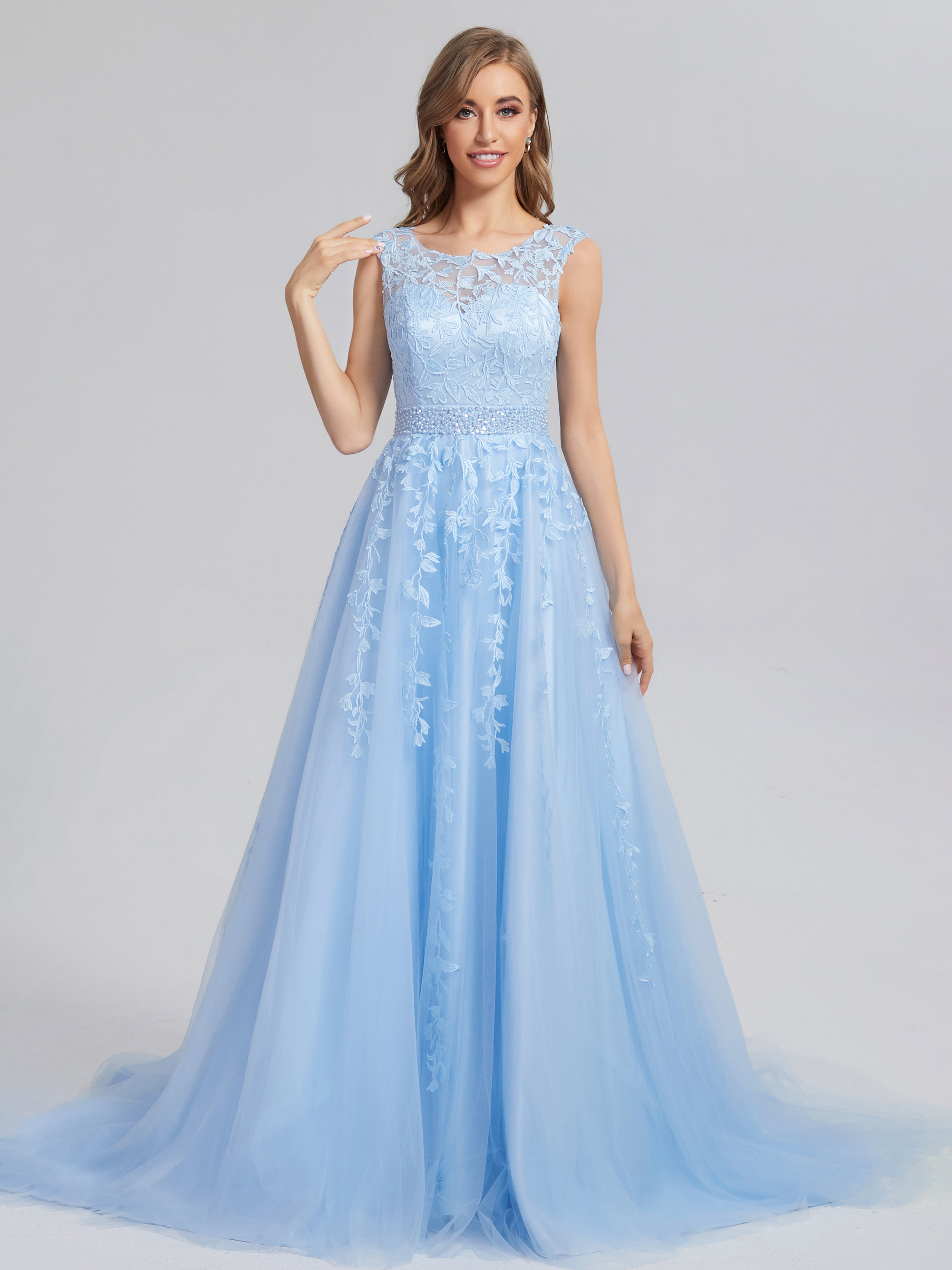 Lace Up Appliques Prom Dresses with Pocket Lace Up Appliques Prom Dresses with Pocket