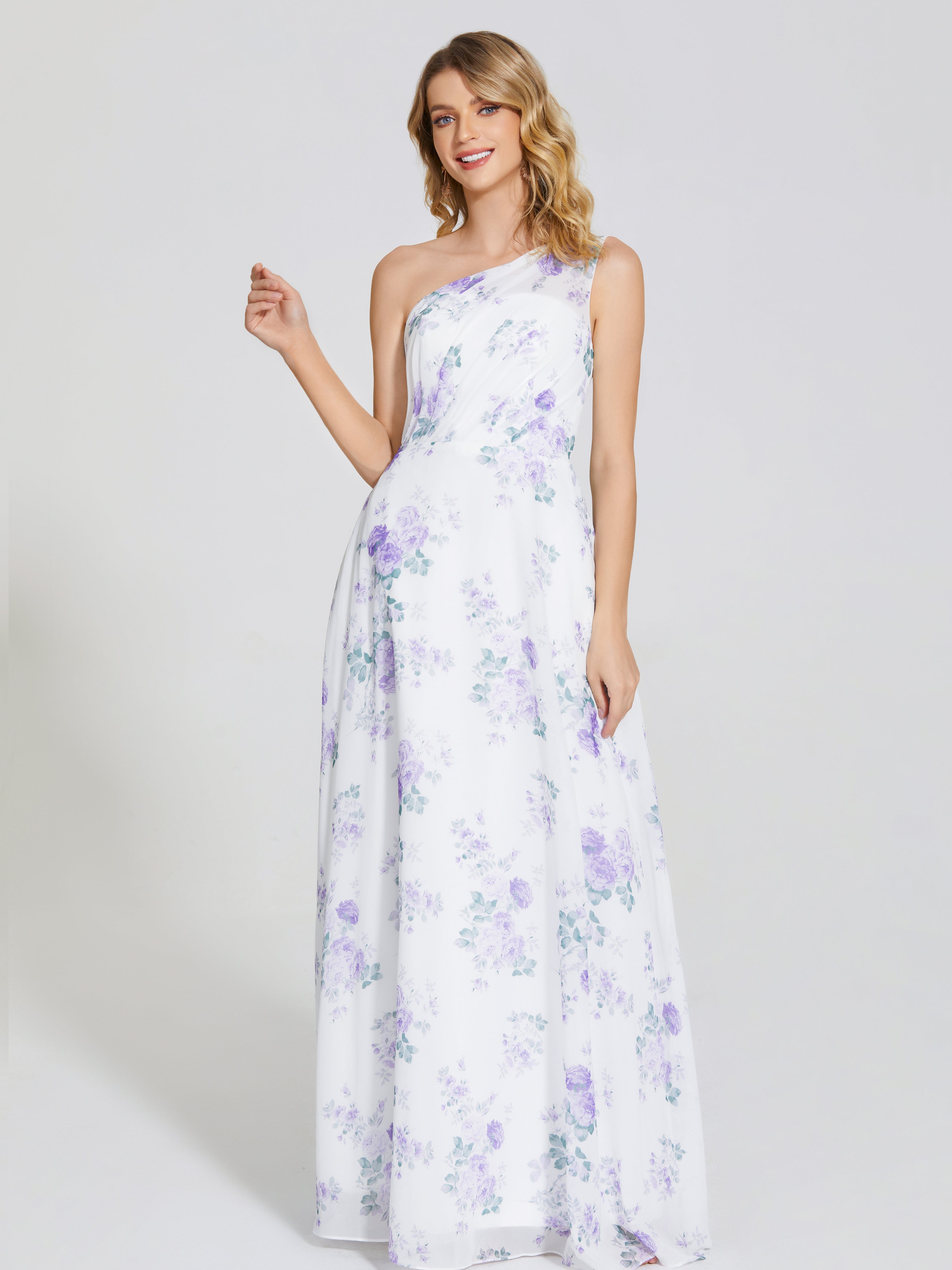 Daleyza One-Shoulder Floral Print Bridesmaid Dress Daleyza One-Shoulder Floral Print Bridesmaid Dress