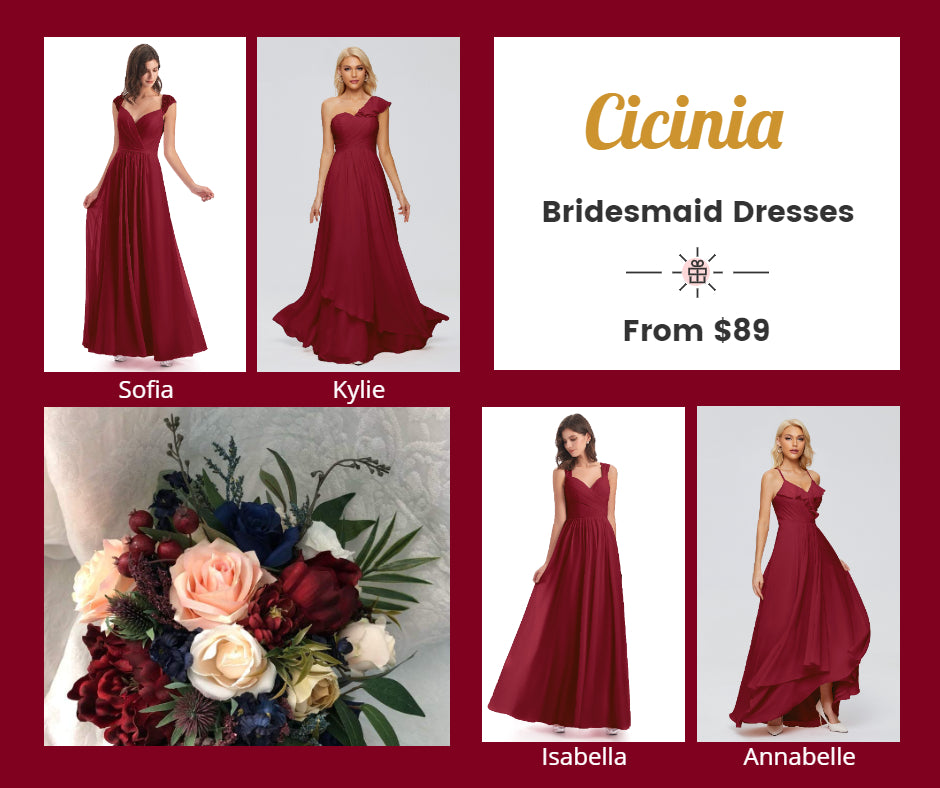 Graceful Burgundy Bridesmaid Dresses Under $100-Cicinia