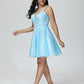 Spaghetti Straps Lace Appliques Tulle Prom Dress