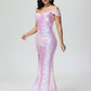 Sparkle Off The Shoulder Mermaid Sequins Prom Dress With Slit