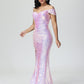 Sparkle Off The Shoulder Mermaid Sequins Bridesmaid Dress With Slit