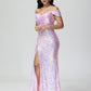 Sparkle Off The Shoulder Mermaid Sequins Prom Dress With Slit