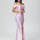 Sparkle Off The Shoulder Mermaid Sequins Prom Dress With Slit