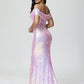Sparkle Off The Shoulder Mermaid Sequins Prom Dress With Slit