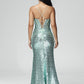 Spaghetti Straps Mermaid Sequins Prom Dress With Slit