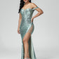 Off Shoulder Sweep Train Sequins Prom Dress With Slit