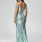 Off Shoulder Sweep Train Sequins Prom Dress With Slit