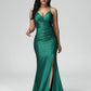 Simple V Neck Lace Up Mermaid Prom Dress With Slit