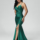 Simple V Neck Lace Up Mermaid Prom Dress With Slit