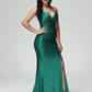 Simple V Neck Lace Up Mermaid Prom Dress With Slit