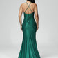 Simple V Neck Lace Up Mermaid Prom Dress With Slit