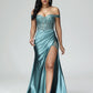 Off The Shoulder Strapless Prom Dress With Slit