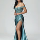 Off The Shoulder Strapless Prom Dress With Slit