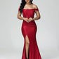 Simple Off The Shoulder Strapless Zipper Prom Dress With Slit