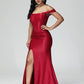 Simple Off The Shoulder Strapless Zipper Prom Dress With Slit