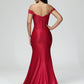 Simple Off The Shoulder Strapless Zipper Prom Dress With Slit