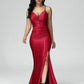 Spaghetti Straps V Neck Mermaid Backless Prom Dress