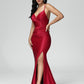Spaghetti Straps V Neck Mermaid Backless Prom Dress