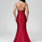 Spaghetti Straps V Neck Mermaid Backless Prom Dress