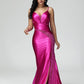 Spaghetti Straps Lace Up Mermaid Prom Dress With Slit