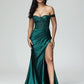 Off The Shoulder Sleeveless Prom Dress With Slit