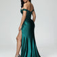 Off The Shoulder Sleeveless Prom Dress With Slit