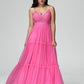 Spaghetti Straps Floor Length Lace Appliques Tulle Prom Dress