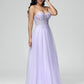 Strapless A Line Lace Appliques Tulle Prom Dress