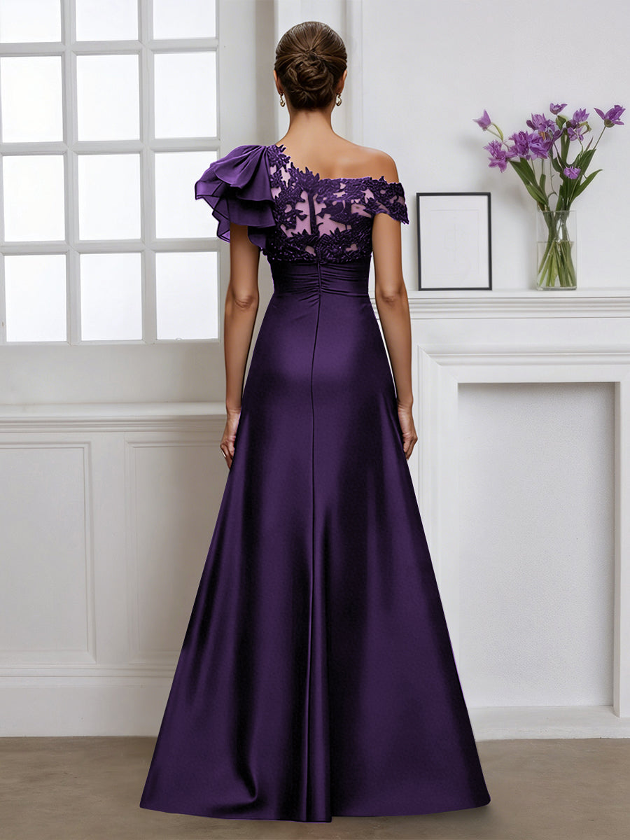 Cicinia Grape Mother Of The Bride Dress One Shoulder Long A-line Floor Length