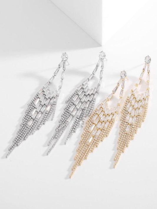 Diamond Long Tassel Earrings