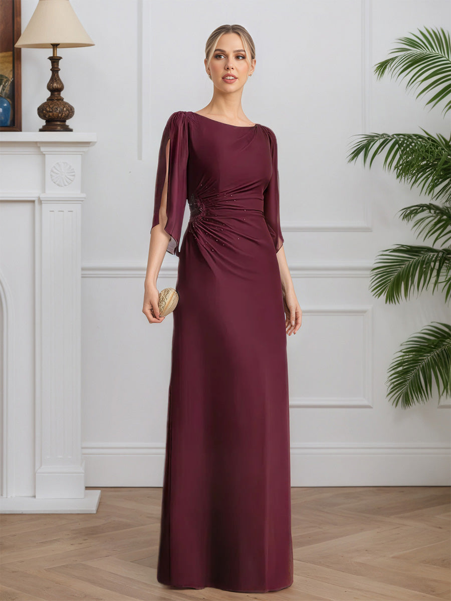 Cicinia Mulberry Mother Of The Groom Dress Long Chiffon A-line Beaded Floor Length