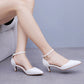 Mid Heel Matte Pointed Toe PU Wedding Shoes