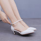 Mid Heel Matte Pointed Toe PU Wedding Shoes