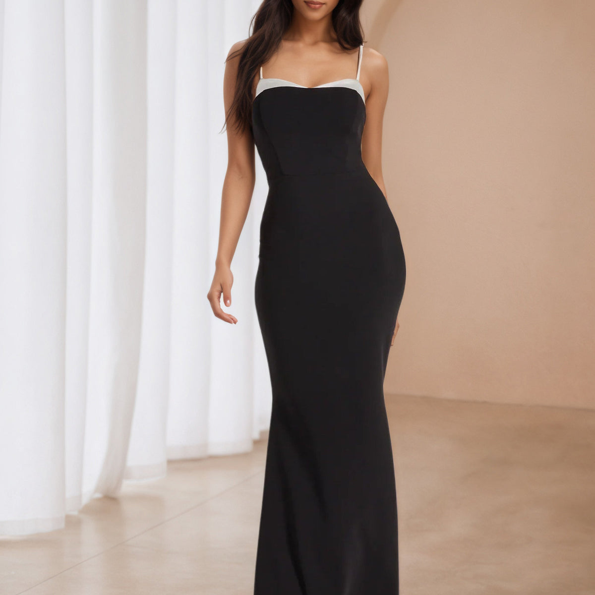 Trumpet/Mermaid Floor Length Formal Dresses in Black