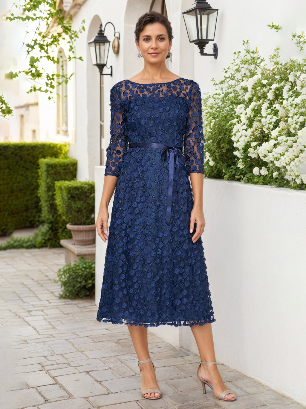 Navy Blue Mother Of The Groom Tea Length Dresses Macy's Alex Evenings Sequined Lace Contrast Dress Navy Blue Navy Blue Mother Of The Groom Tea Length Dresses Macy's Alex Evenings Sequined Lace Contrast Dress Navy Blue