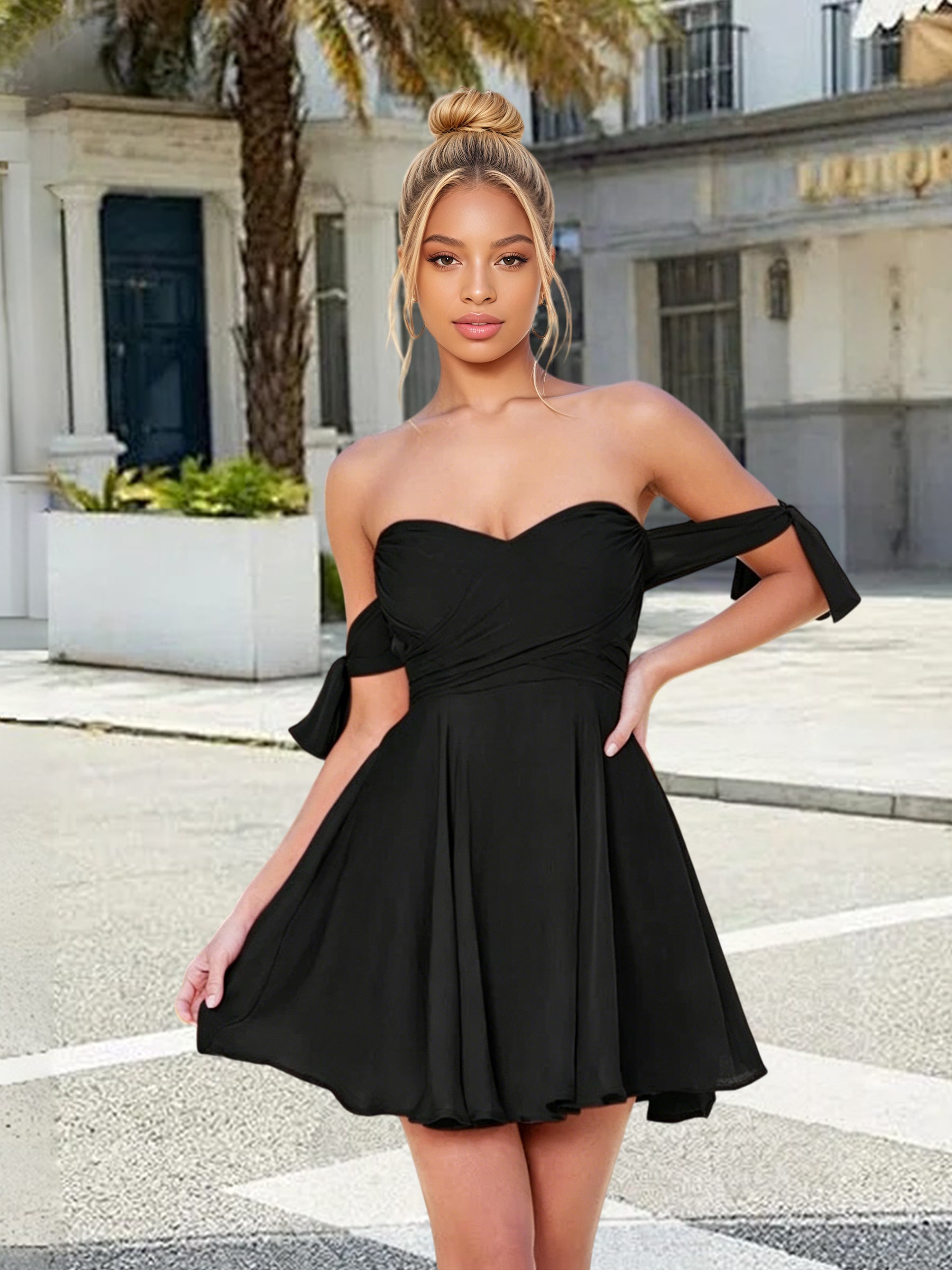 line and dot pink dress Pink Plunging V Neck Dot Lace-Up A-line Homecoming Dress Pink / US 12 main image 1