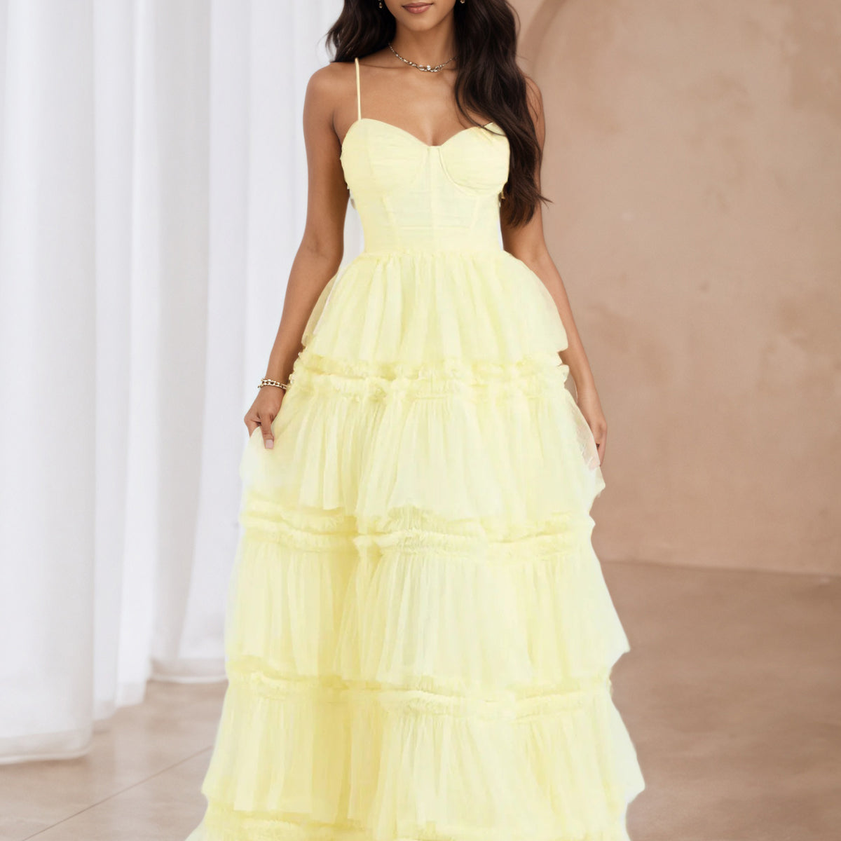 Daffodil Sweetheart A-Line Long Wedding Guest Dress