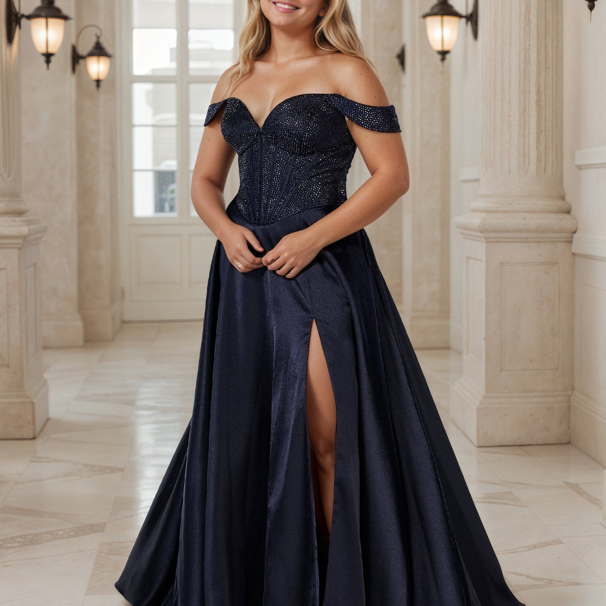 new formal dress MGNY Madeline Gardner New York 73122 Long Formal A Line Floral Evening Dress