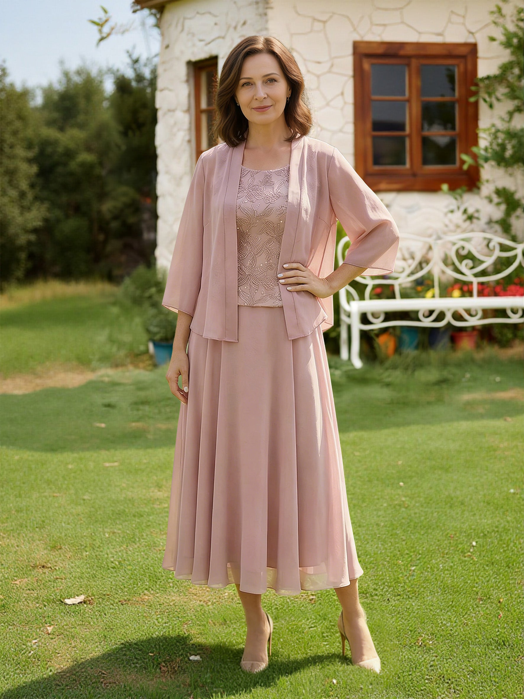 Dusty Rose Mother Of The Bride Dress