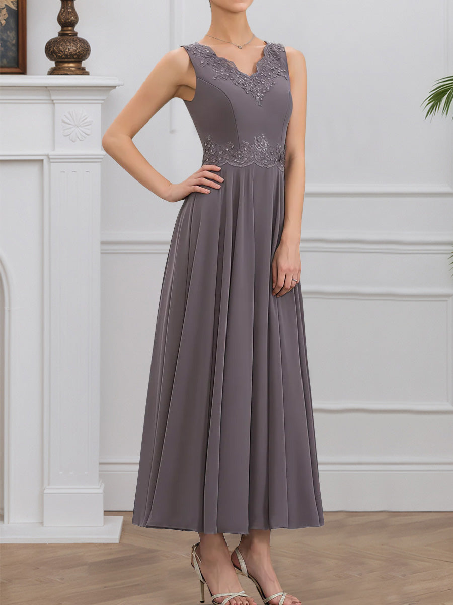 Cicinia Dusk Mother Of The Groom Dress With Jacket Short Chiffon Lace Beaded Ankle Length