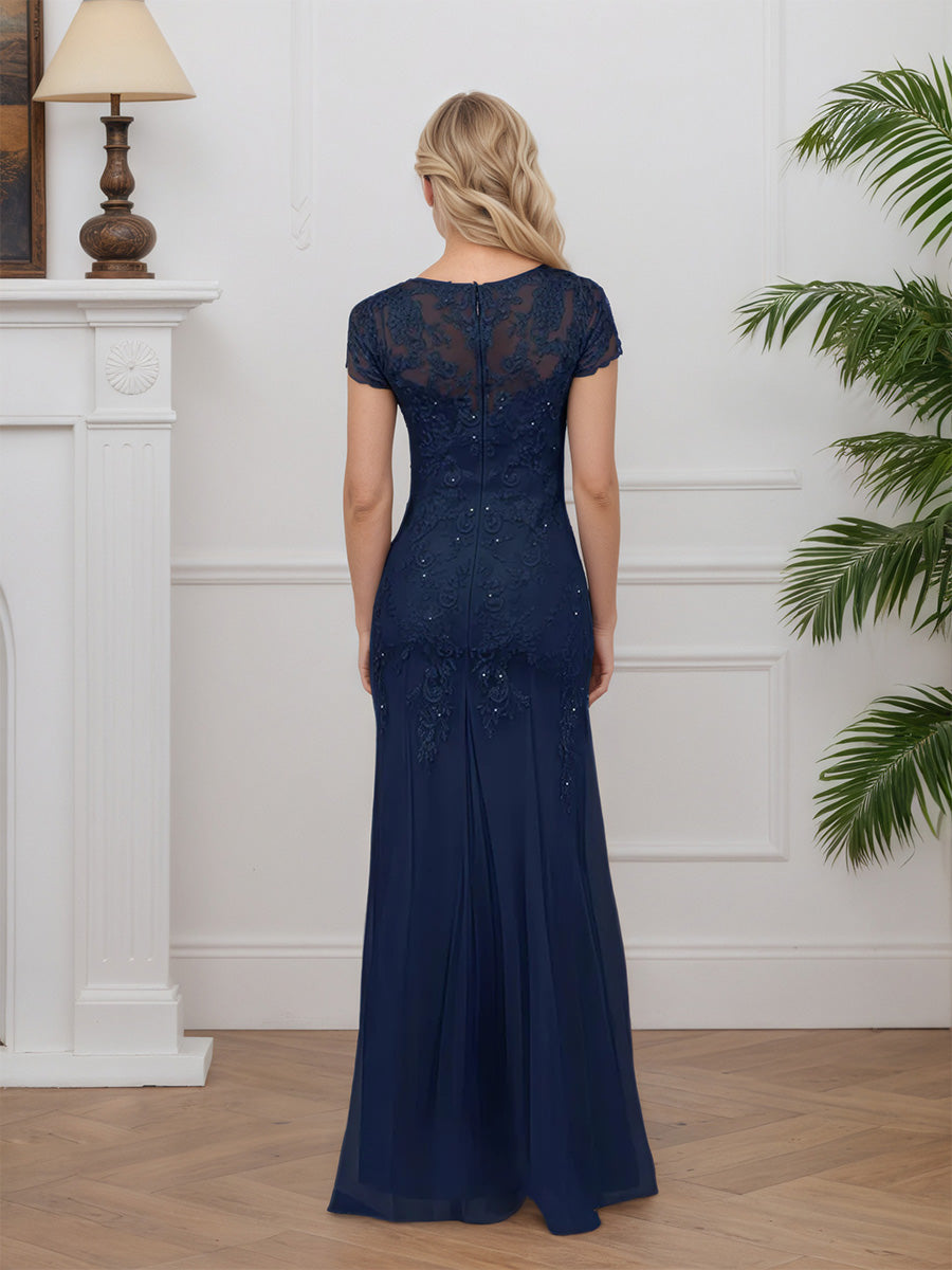 Cicinia Dark Navy Mother Of The Groom Dress Long Lace Tulle Mermaid Floor Length