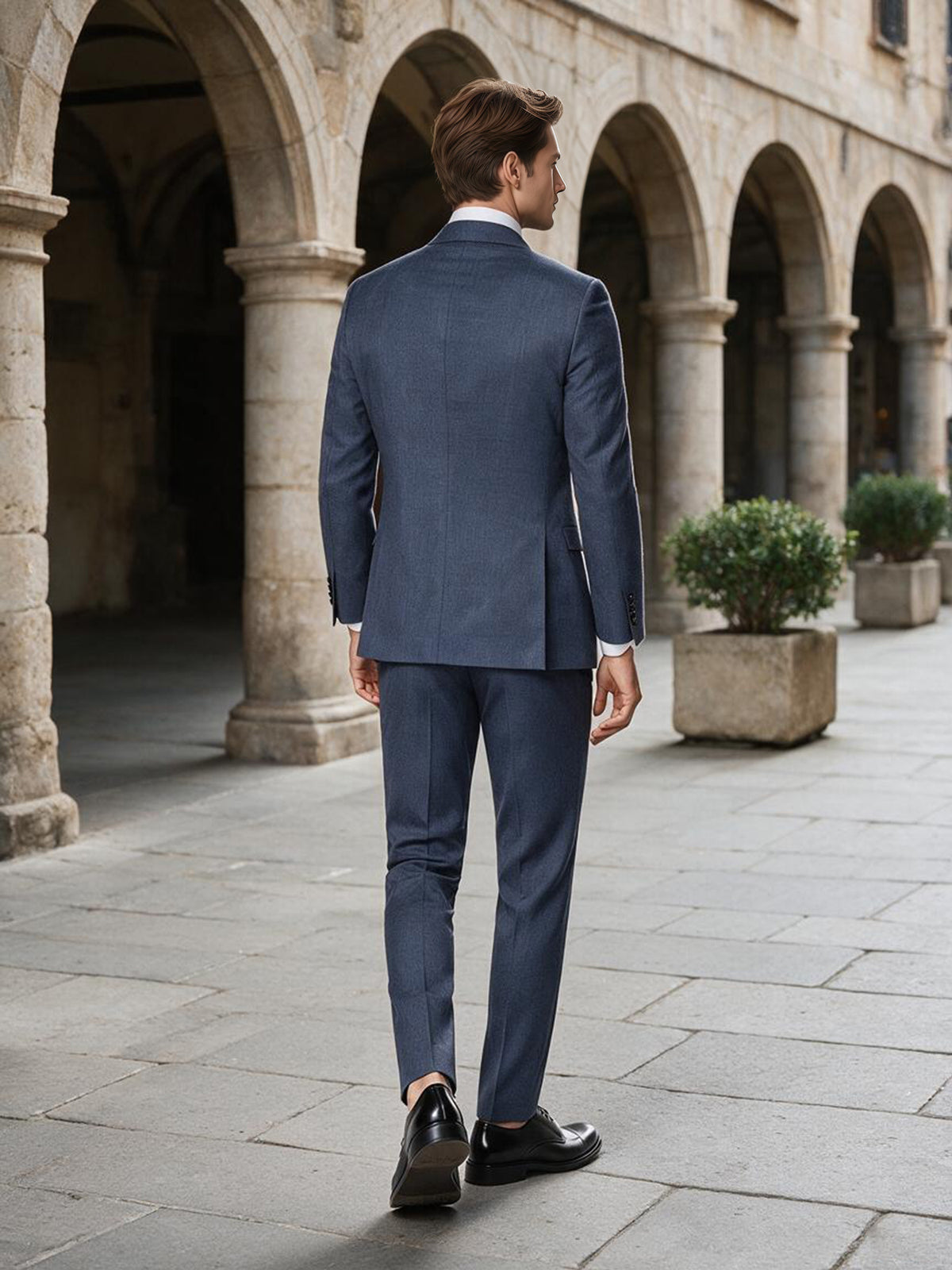 Cicinia Navy Blue Men Suit 2 Piece Notch Lapel Slim Fit Formal Groom Business Suit