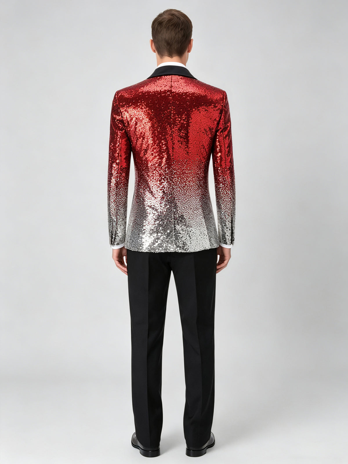 Cicinia Men's Suits 3 Pieces Slim Fit Gradient Sequin Tuxedo Shawl Lapel Vest Jacket Trousers Party Outfit